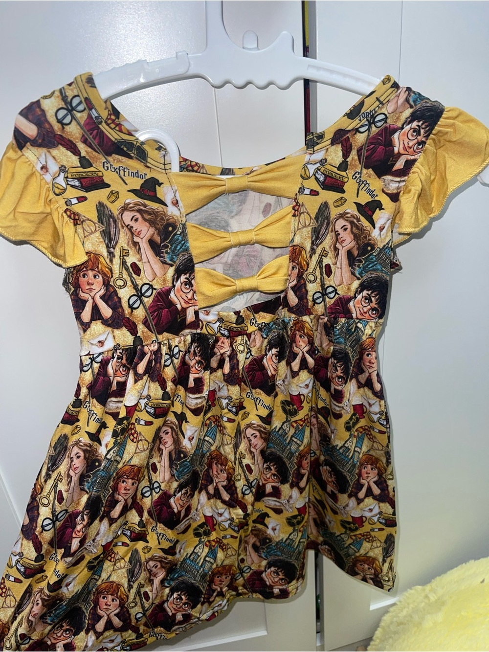BAMBOO Yellow Graphic Kids Dress with Character Print